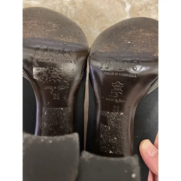 Vintage Dolce Gabbana High Flat Ballet Dress‎ Shoes Heels Silk Womens Sz 39 - Picture 10 of 11